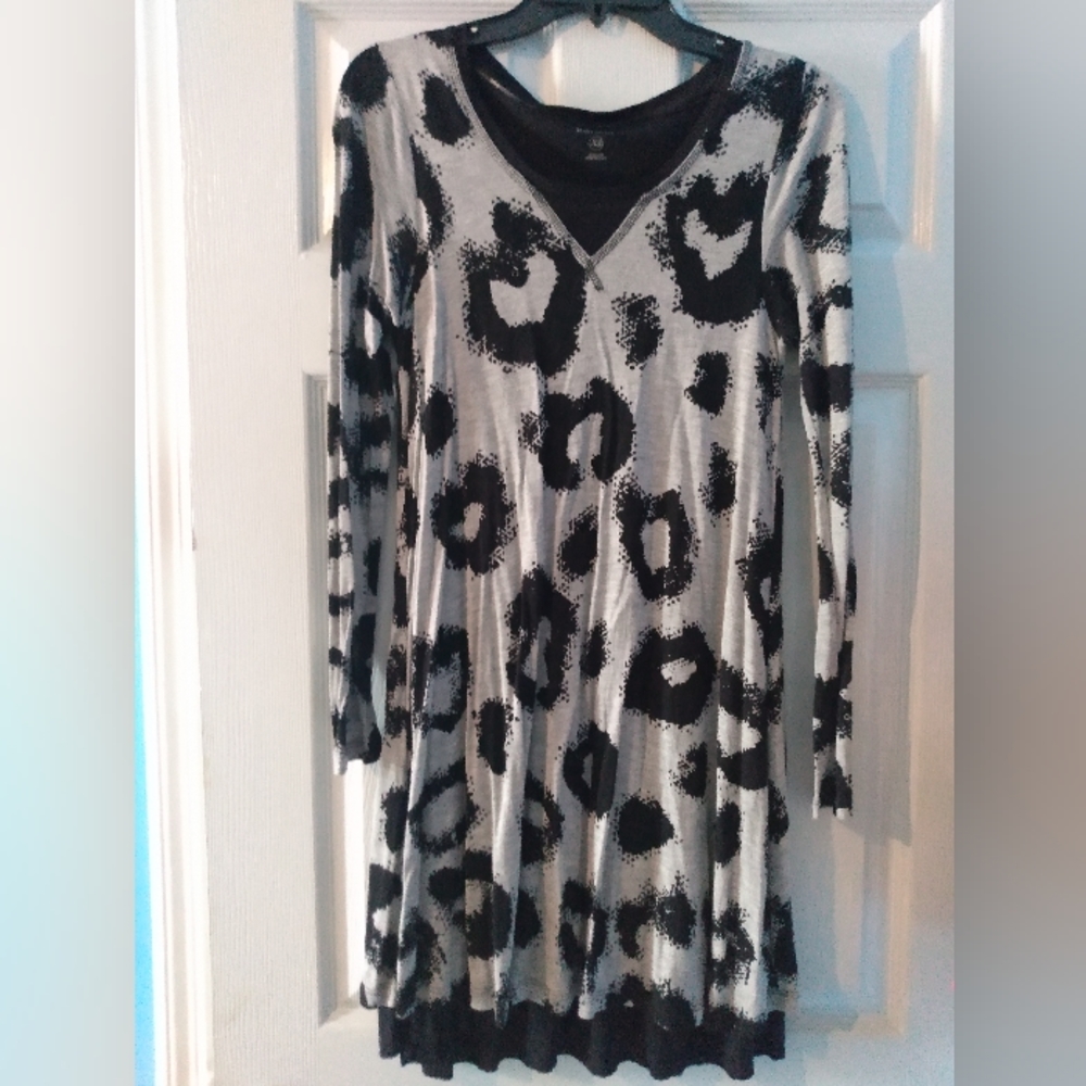 Kensie gray & black tunic dress lined XS